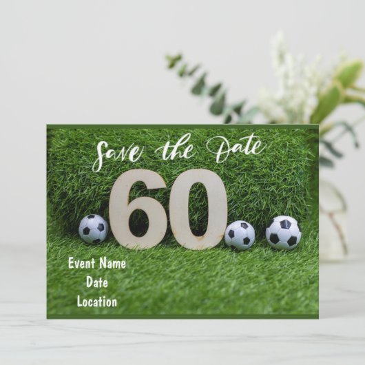 Voetbal 60th Birthday-kaart Opslaan datum Kaart (Staand voorkant)