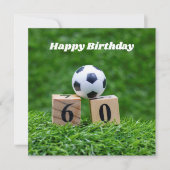 Voetbal 60th Birthday met bal en nummer op groen Kaart (Voorkant)