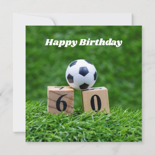 Voetbal 60th Birthday met bal en nummer op groen Kaart (Voorkant)