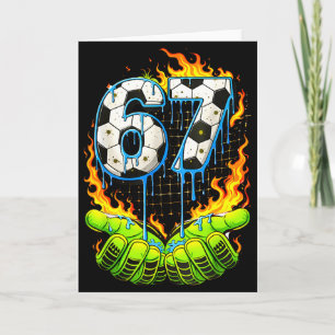 Voetbal 67 Kinderen Ijs Drip Grappig Zes Zeven Han Kaart