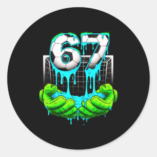 Voetbal 67 Zes Zeven 6 7 Grappig Gen Alpha Meme Dr Ronde Sticker