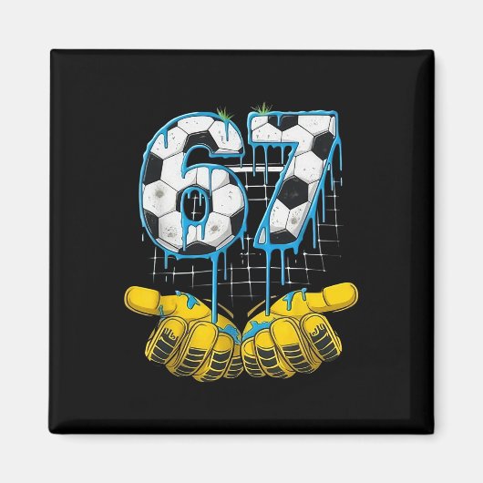 Voetbal 67 Zes Zeven Grappig Gen-alpha Meme Drip K Magneet (Voorkant)