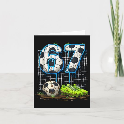 Voetbal 67 zes zeven grappig gen alpha meme drip kaart (Voorkant)