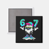 Voetbal 67 Zes Zeven Grappig Gen Alpha Meme Drip _ Magneet (Voorkant / Achterkant)