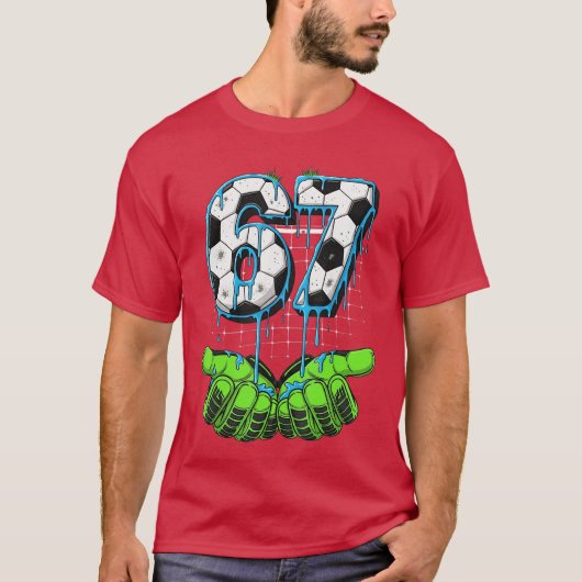 Voetbal 67 Zes Zeven Grappig Gen Alpha Meme Drip T-shirt (Voorkant)
