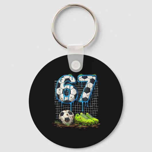 Voetbal 67 Zes Zeven Grappig Gen Alpha Meme Drip T Sleutelhanger (Voorkant)
