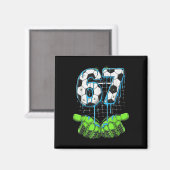 Voetbal 67 Zes Zeven Grappige Gen Alpha Meme Drip Magneet (Voorkant / Achterkant)