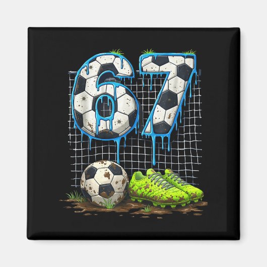 Voetbal 67 zes zeven grappige gen alpha meme drip magneet (Voorkant)