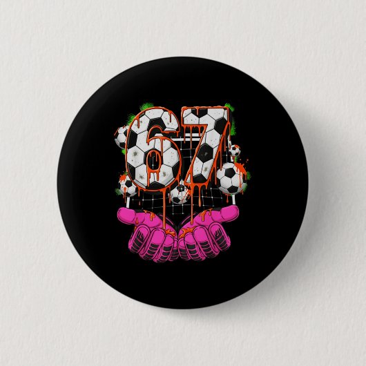 Voetbal 67 Zes Zeven Grappige Gen Alpha Meme Drip Ronde Button 5,7 Cm (Voorkant)
