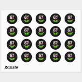 Voetbal 67 Zes Zeven Grappige Gen Alpha Meme Drip Ronde Sticker (Vel)