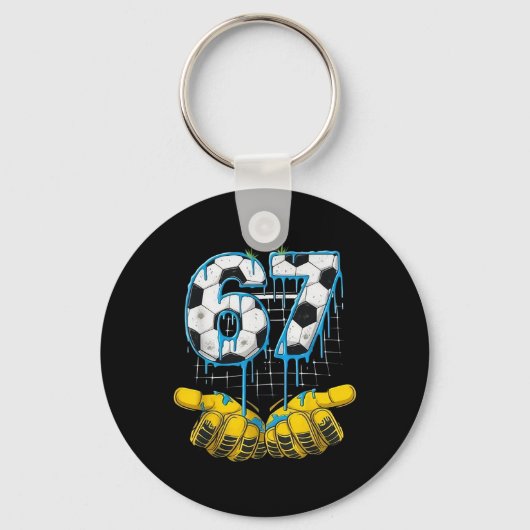 Voetbal 67 Zes Zeven Grappige Gen-alpha Meme Drip Sleutelhanger (Voorkant)