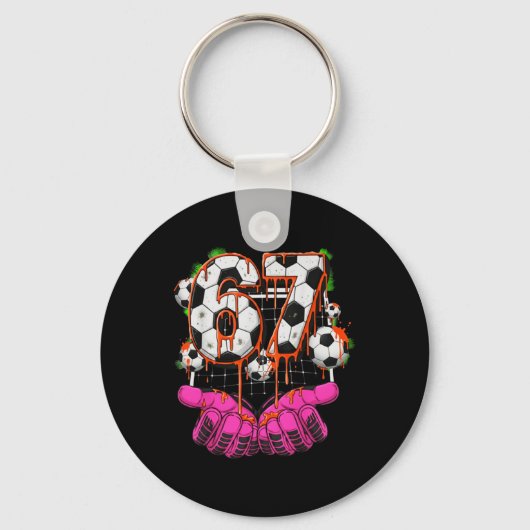 Voetbal 67 Zes Zeven Grappige Gen Alpha Meme Drip Sleutelhanger (Voorkant)