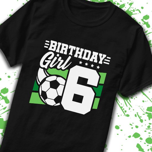 Voetbal 6 jaar oud meisje 6e verjaardag t-shirt
