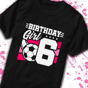Voetbal 6 jaar oud meisje 6e verjaardag t-shirt