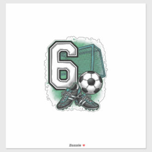 Voetbal 6e verjaardag vintage gravure shirt ontwer sticker