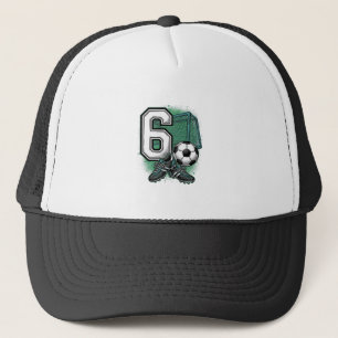 Voetbal 6e verjaardag vintage gravure shirt ontwer trucker pet