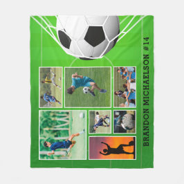 Voetbal 7 Foto Collage Persoonlijk Fleece Deken
