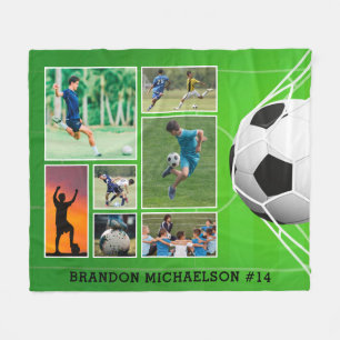 Voetbal 7 Foto Collage Persoonlijk Fleece Deken