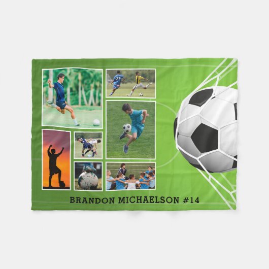 Voetbal 7 Foto Collage Persoonlijk Fleece Deken (Voorkant (Horizontaal))