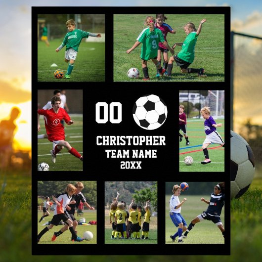 Voetbal 7 foto collage teamnaam poster