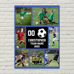 Voetbal 7 fotocollage - Naam, team, aantal jaar Poster