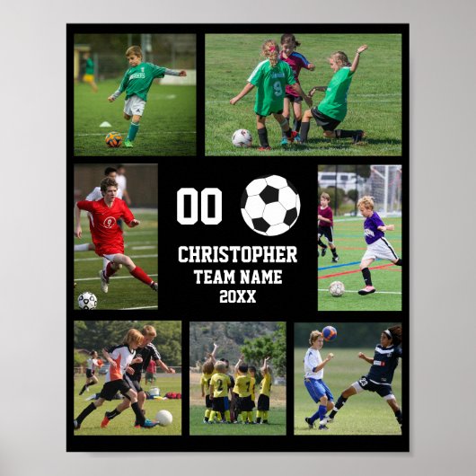 Voetbal 7 fotocollage team naam poster (Voorkant)