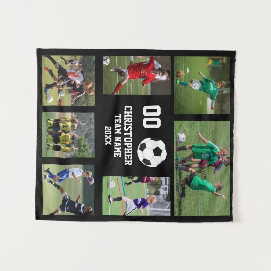 Voetbal 7 fotocollage team naam poster wandkleed (Voorkant (horizontaal))