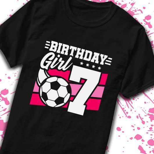 Voetbal 7 jaar oud meisje 7e verjaardag t-shirt