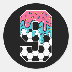 Voetbal 9 Jaar Oud Ijs Drip Jeugd 9e Verjaardag Ronde Sticker