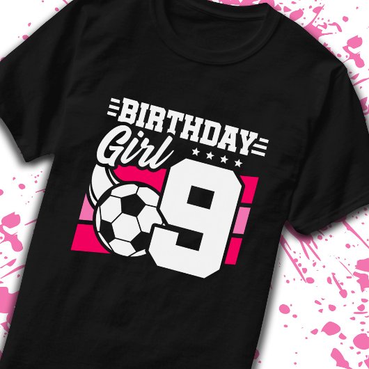 Voetbal 9 jaar oud meisje 9e verjaardag t-shirt