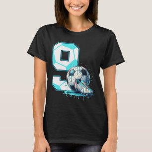 Voetbal 9e verjaardag 9 jaar ijsdruppel verjaardag t-shirt