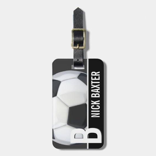 voetbal Aangepast monogram aangepast Label Bagagelabel (Voorkant verticaal)