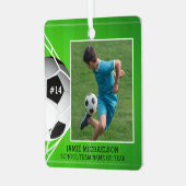 Voetbal Aangepaste foto Keepomwille Metalen Ornament (Voorkant links)