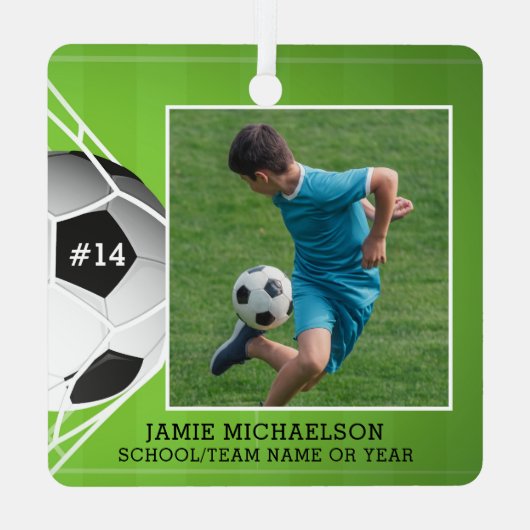 Voetbal Aangepaste foto Keepomwille Metalen Ornament (Achterkant)