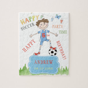 Voetbal aangepaste kinderverjaardag grappig kleurr legpuzzel