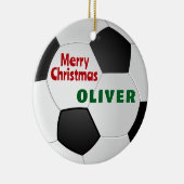 Voetbal Aangepaste naam Vrolijk Kerstfeest Keramisch Ornament (Rechts)