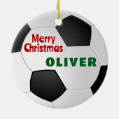 Voetbal Aangepaste naam Vrolijk Kerstfeest Keramisch Ornament (Achterkant)