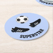Voetbal aangepaste tekst blauw Papier Onderzetter (Gebogen)