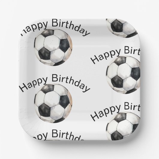 Voetbal aangepaste verjaardagsfeestje papieren bordje (Voorkant)
