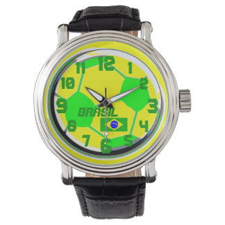 Voetbal aanpasbare vlag en naam Brasil Horloge