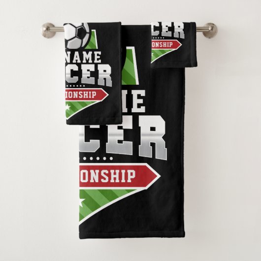 Voetbal aanpassen VOEG TEKST toe Varsity Team Play Bad Handdoek (Insitu)
