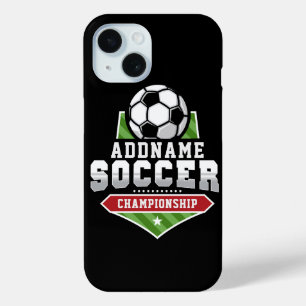 Voetbal aanpassen VOEG TEKST toe Varsity Team Play iPhone 15 Case