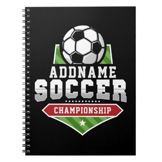 Voetbal aanpassen VOEG TEKST toe Varsity Team Play Notitieboek (Voorkant)