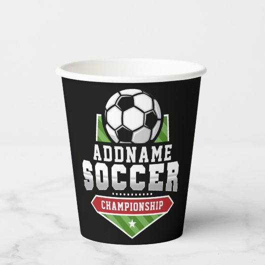 Voetbal aanpassen VOEG TEKST toe Varsity Team Play Papieren Bekers (Voorkant)