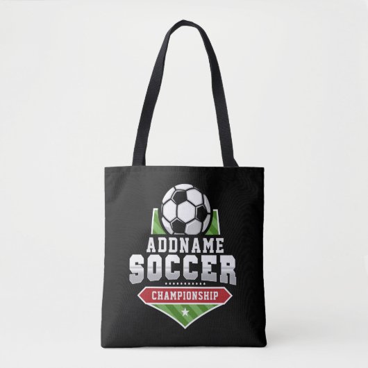 Voetbal aanpassen VOEG TEKST toe Varsity Team Play Tote Bag (Voorkant)