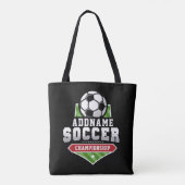 Voetbal aanpassen VOEG TEKST toe Varsity Team Play Tote Bag (Achterkant)
