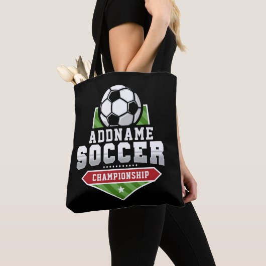 Voetbal aanpassen VOEG TEKST toe Varsity Team Play Tote Bag (Dichtbij)