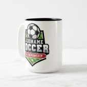 Voetbal aanpassen VOEG TEKST toe Varsity Team Play Tweekleurige Koffiemok (Voorkant links)