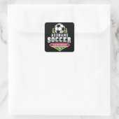 Voetbal aanpassen VOEG TEKST toe Varsity Team Play Vierkante Sticker (Tas)
