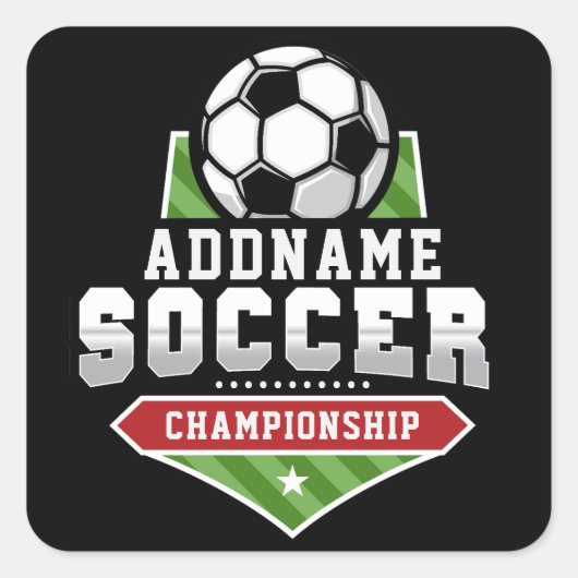 Voetbal aanpassen VOEG TEKST toe Varsity Team Play Vierkante Sticker (Voorkant)